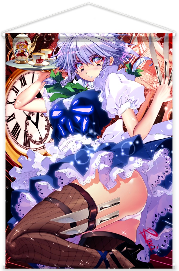 【十六夜咲夜】「東方銀色天則」 〜 超弩級今まで食ったパンの枚数の謎を追え - タペストリー・B2縦【オマケ付き:画像データ集】