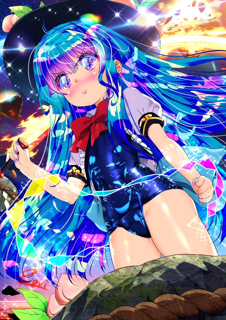 【比那名居天子】「東方桃ロリ天則」 〜 超弩級裏スクの謎を追え - タペストリー・B2縦【オマケ付き:画像データ集】