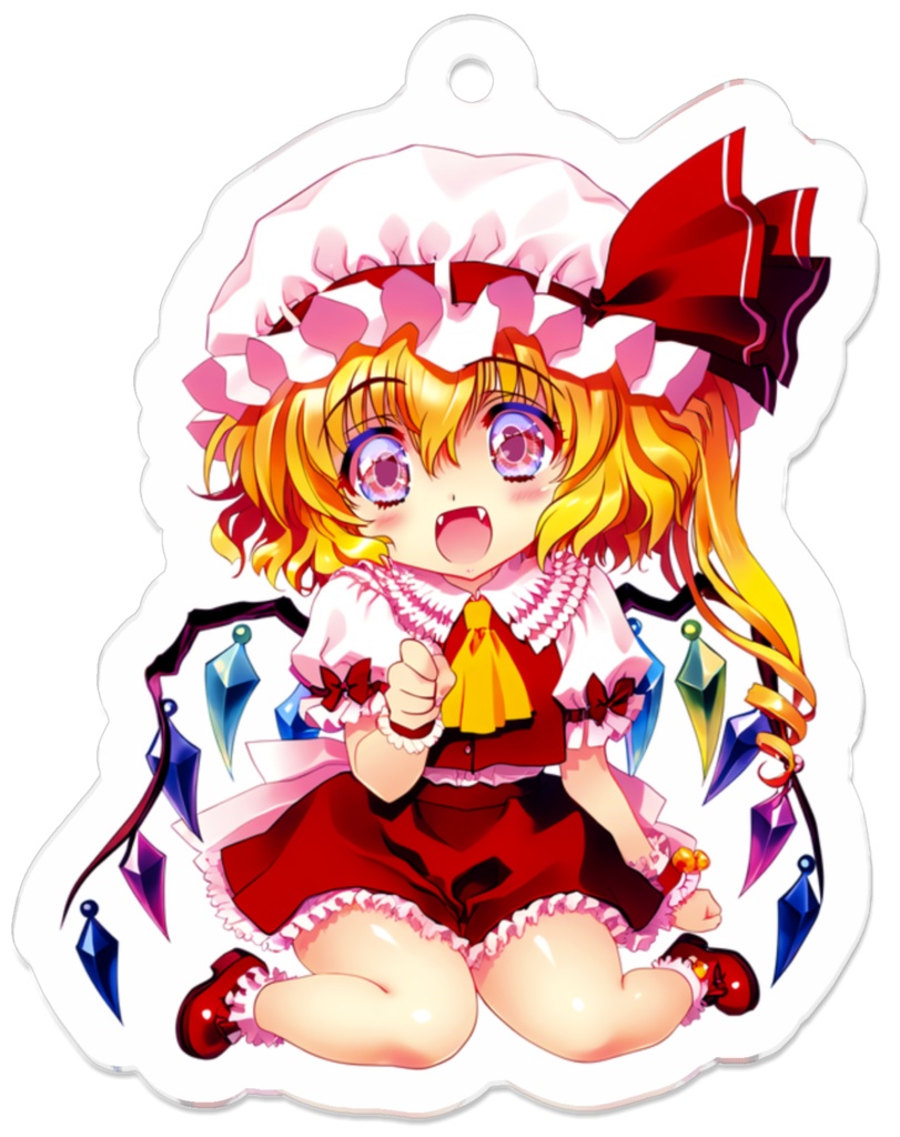 【フランドール・スカーレット】「東方幼稚園」 〜 超弩級495歳児の謎を追え - アクリルキーホルダー(裏面コーティング)・50mm x 50mm【オマケ付き:画像データ集】