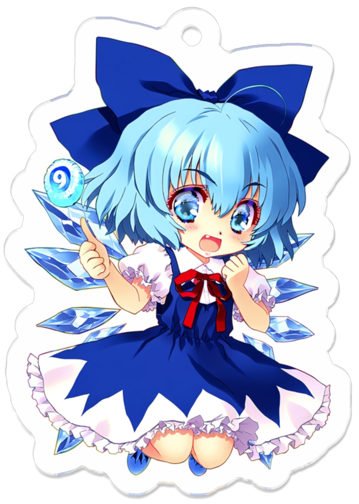 【チルノ】「東方幼稚園」 〜 超弩級大学⑨年生の謎を追え - アクリルキーホルダー（裏面コーティング）・50mm x 50mm【オマケ付き：画像データ集】