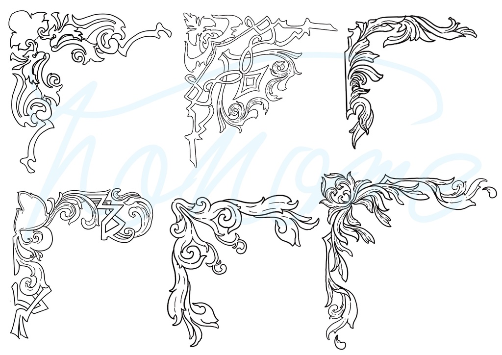 ヨーロッパ風　ワク素材　6種　PNG 4