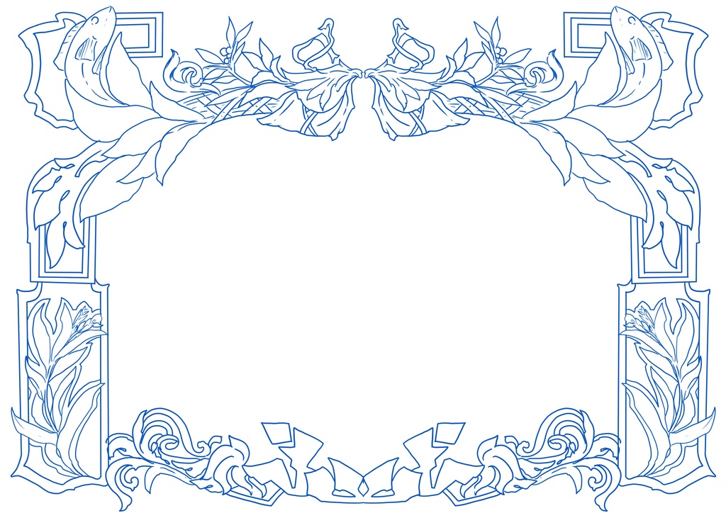 デザイン　ワク　5種類　ボタニカル