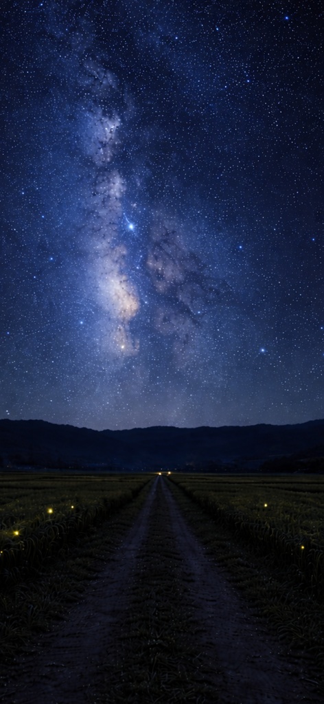 青い夜の壁紙|天の川|Aoya No.11 【無料】Blue Night No.11 – Milky Way Night Sky Phone Wallpaper (Free)