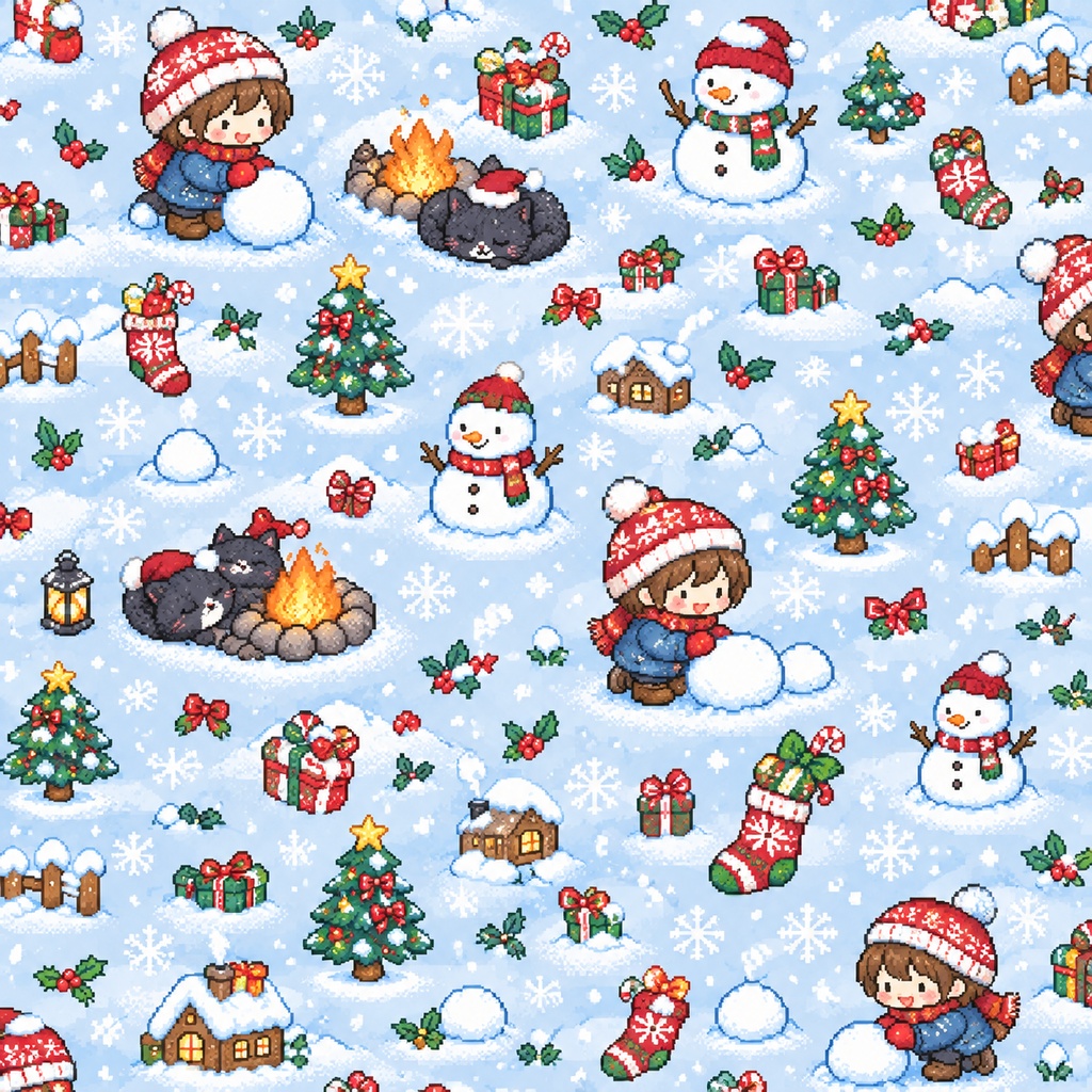 ドット絵季節と猫