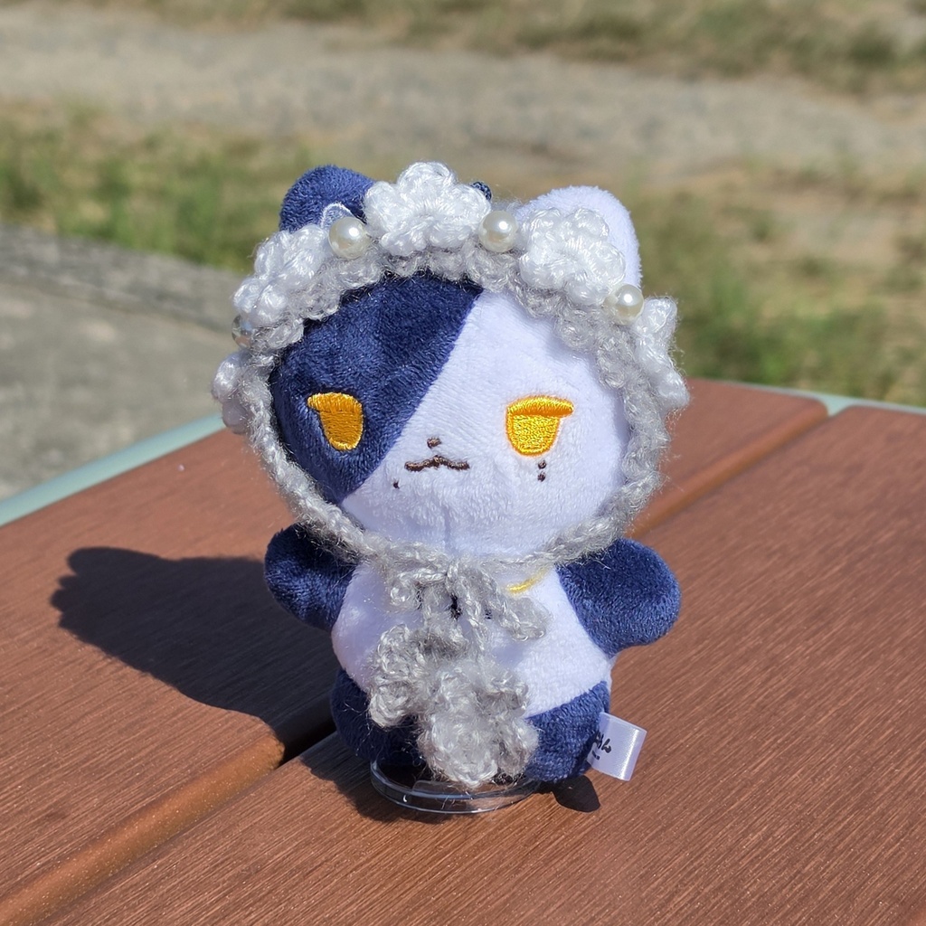 【10cm ぬい服】 パールとお花のヘッドドレス 【にじまるっと】【にじたうん】ぬい活 推し活 編み物 毛糸 ぬいぐるみ服 にじぬい にじさんじ