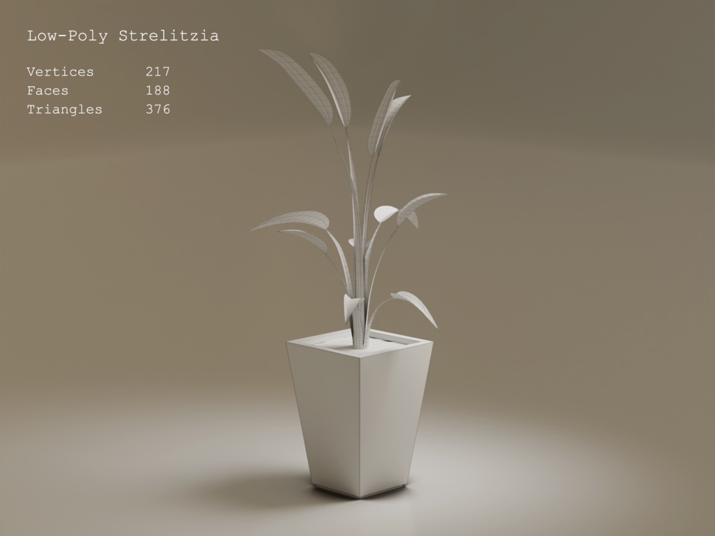 ローポリ_観葉植物:ストレリチア・レギネ