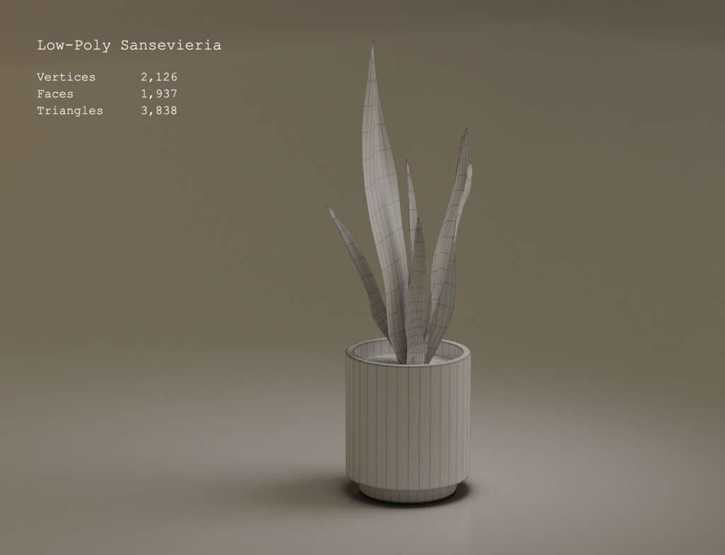 ローポリ_観葉植物:サンセベリア・トリファスキアータ
