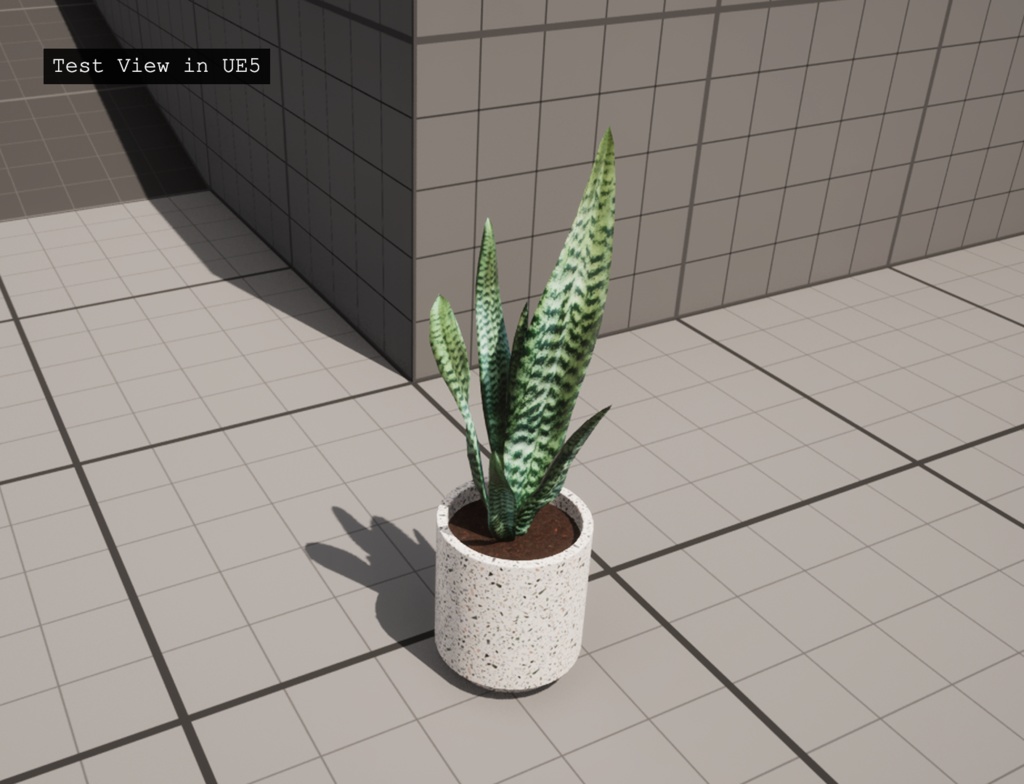 ローポリ_観葉植物:サンセベリア・トリファスキアータ