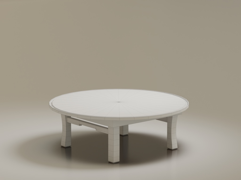 ローポリ_ちゃぶ台・座布団・茶器セット