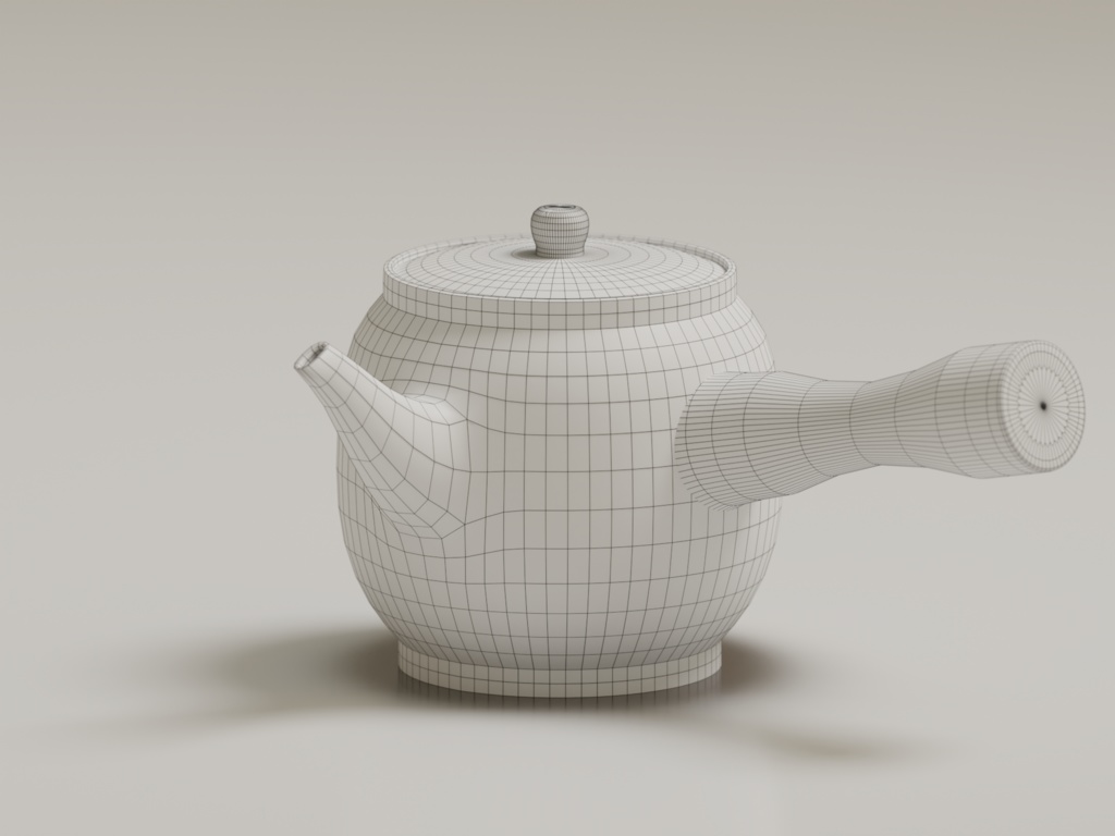 ローポリ_ちゃぶ台・座布団・茶器セット