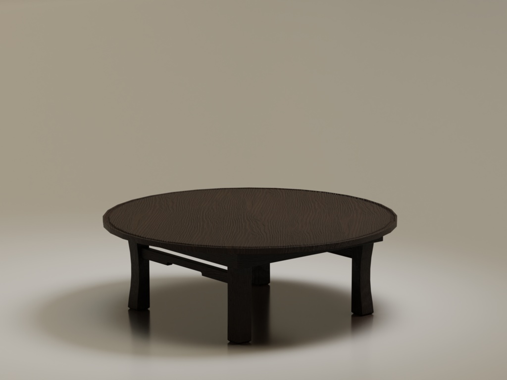 ローポリ_ちゃぶ台・座布団・茶器セット