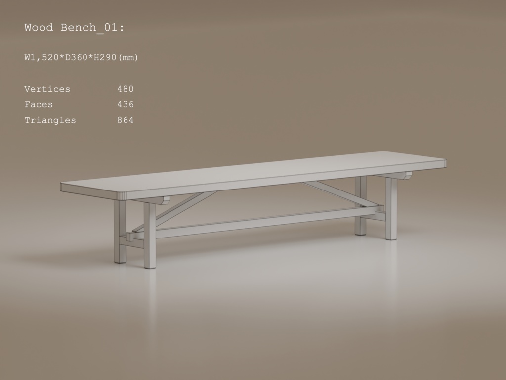 ローポリ_ウッドベンチ