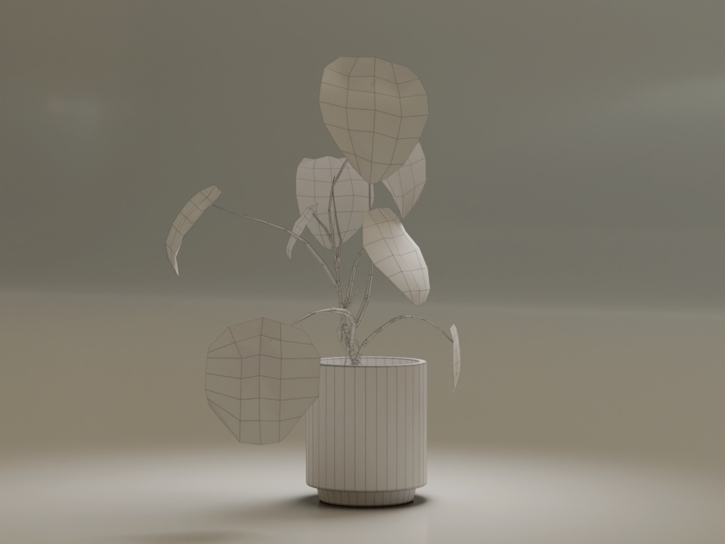 ローポリ_観葉植物:モンステラ1