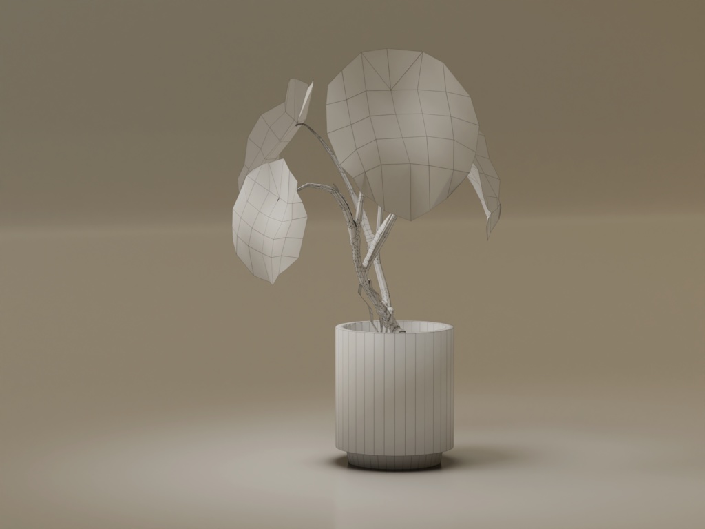 ローポリ_観葉植物:モンステラ2