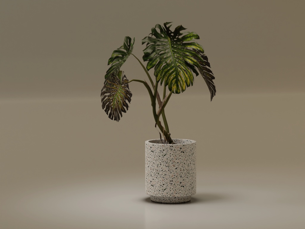 ローポリ_観葉植物：モンステラ2
