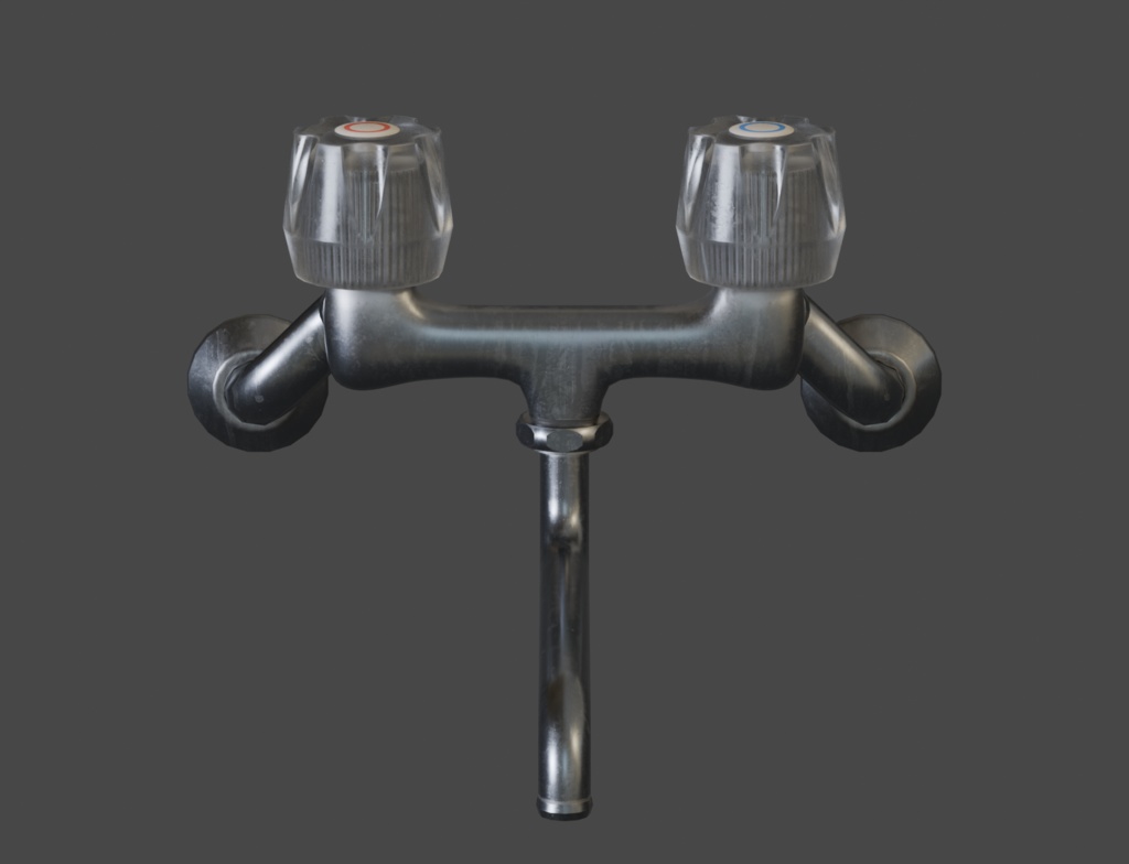 ローポリ_古いキッチン混合水栓