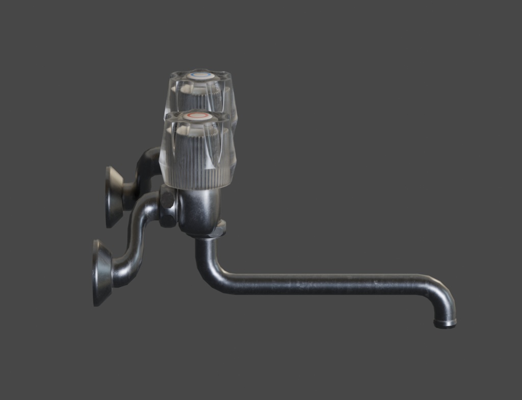 ローポリ_古いキッチン混合水栓