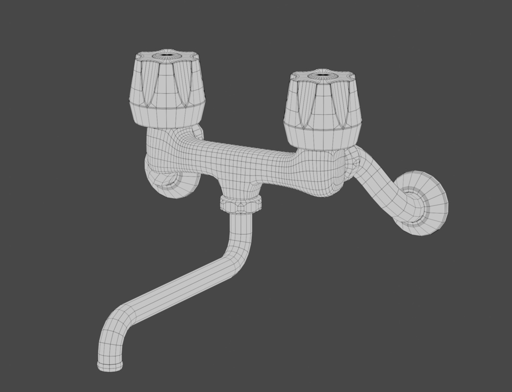 ローポリ_古いキッチン混合水栓