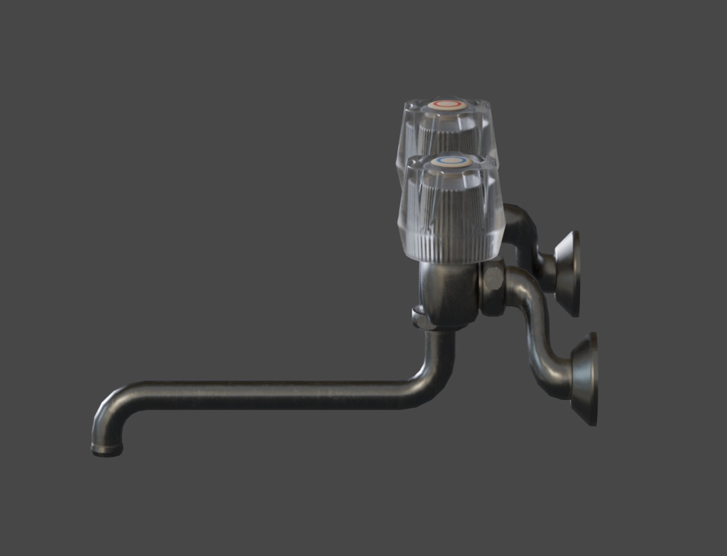 ローポリ_古いキッチン混合水栓