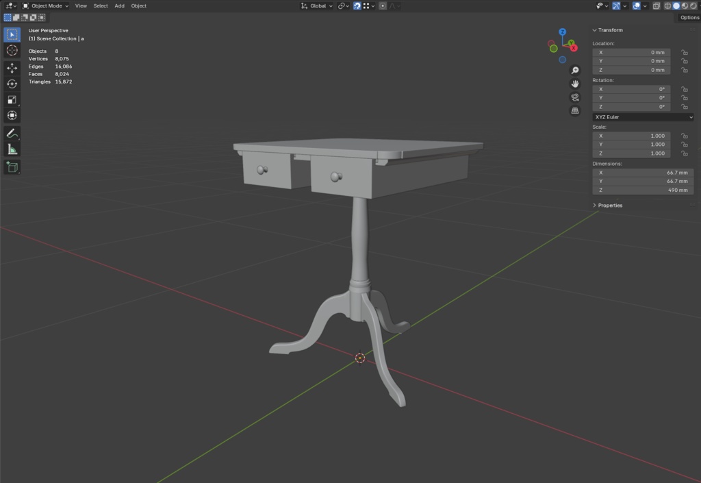 ローポリ_シェーカー教・引出付サイドテーブル