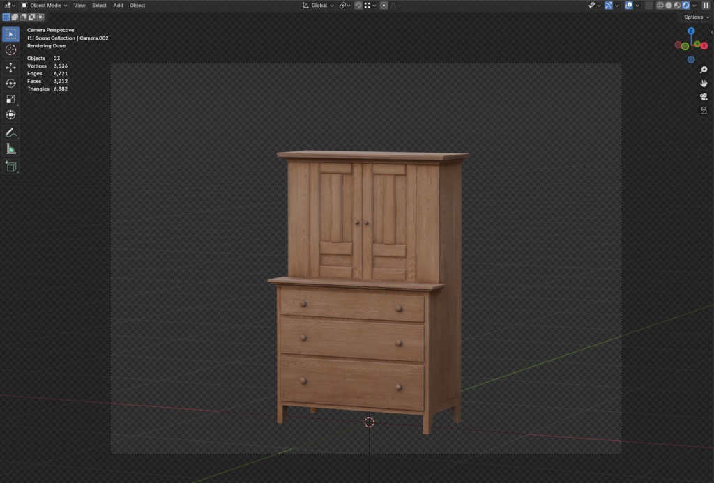 ローポリ_シェーカー教・チェスト/キャビネット/カップボード