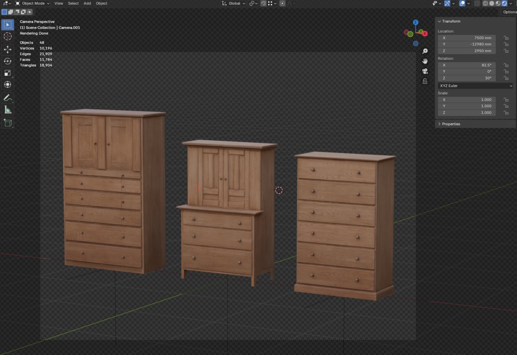 ローポリ_シェーカー教・チェスト/キャビネット/カップボード