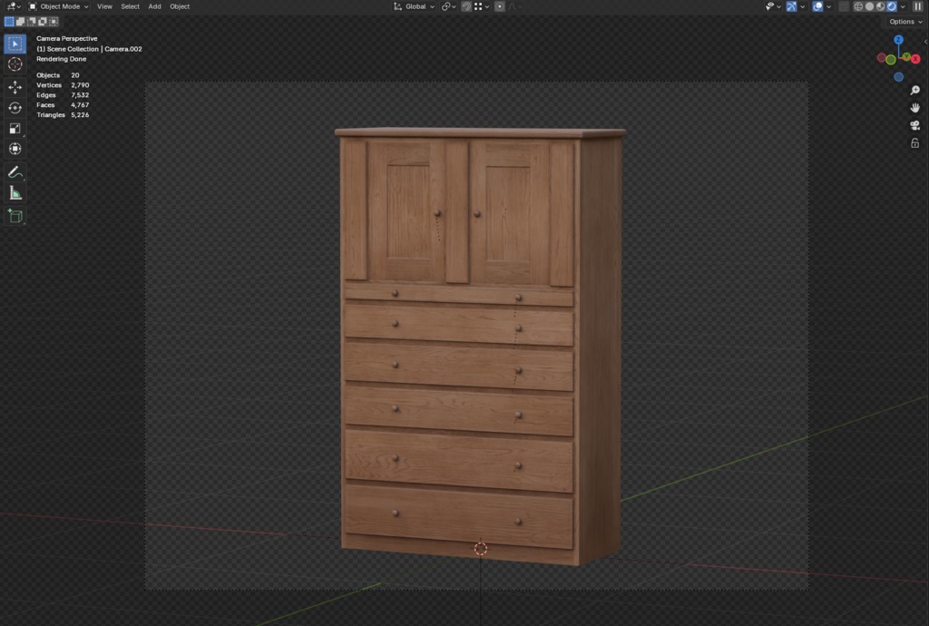 ローポリ_シェーカー教・チェスト/キャビネット/カップボード