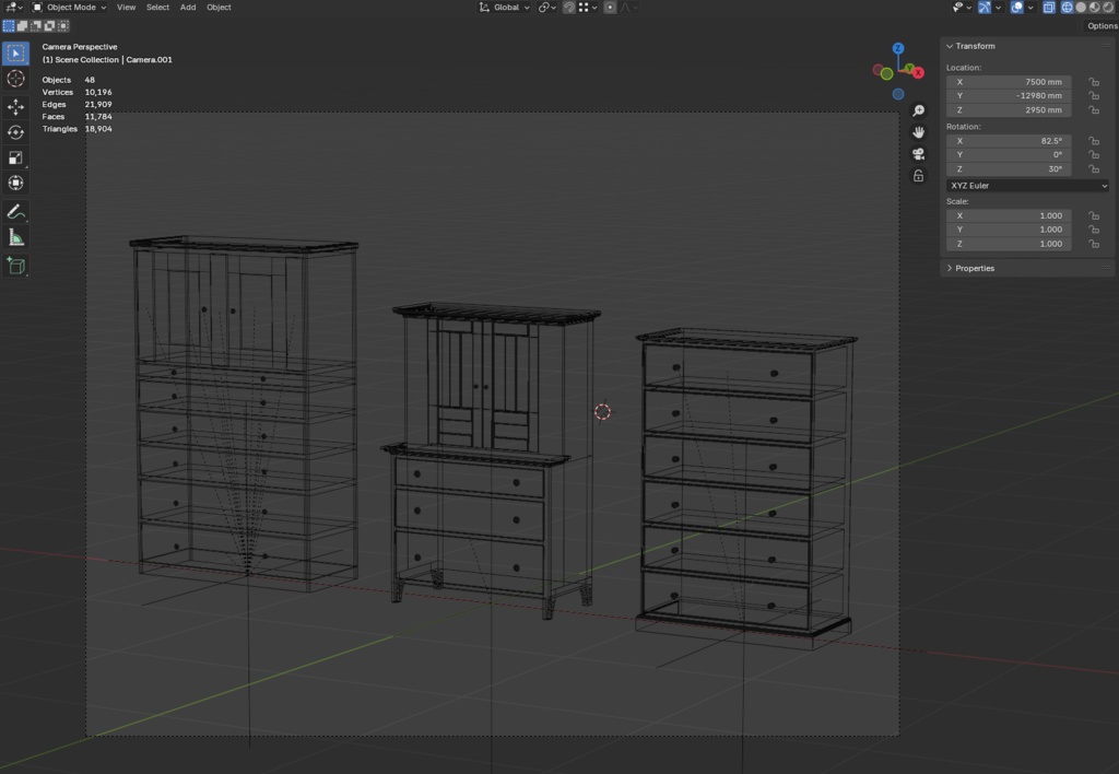 ローポリ_シェーカー教・チェスト/キャビネット/カップボード