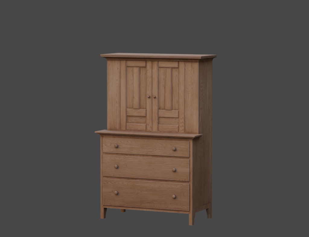 ローポリ_シェーカー教・チェスト/キャビネット/カップボード