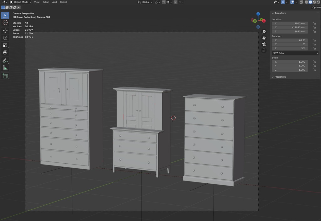 ローポリ_シェーカー教・チェスト/キャビネット/カップボード
