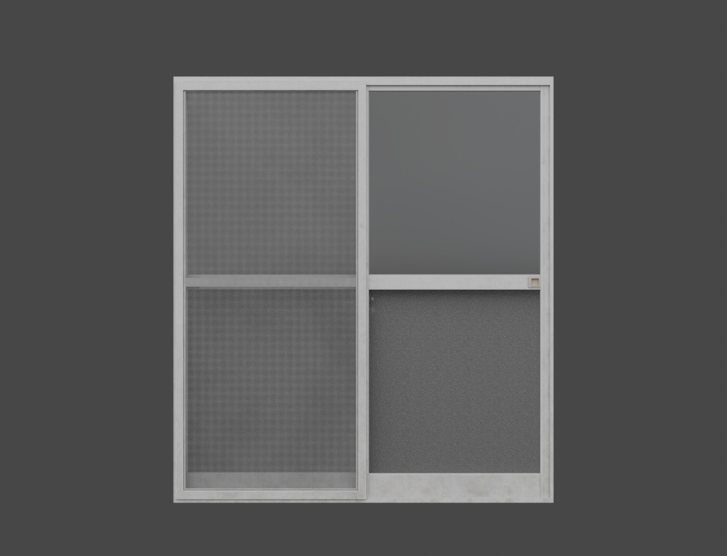 ローポリ_古い引き違いテラス窓