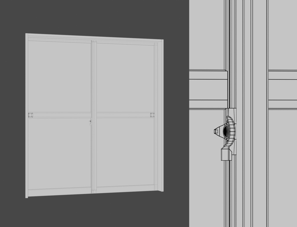 ローポリ_古い引き違いテラス窓
