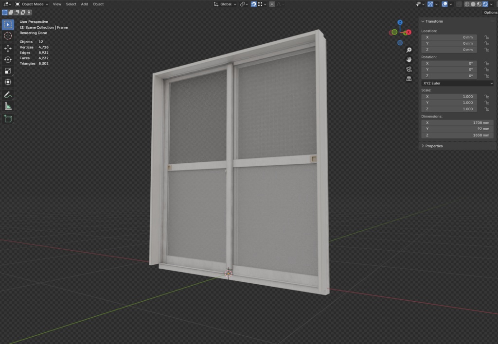 ローポリ_古い引き違いテラス窓