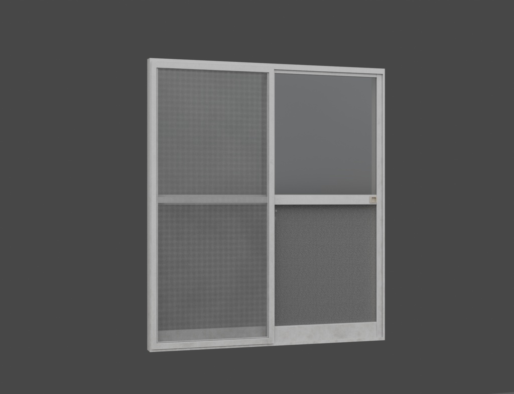 ローポリ_古い引き違いテラス窓