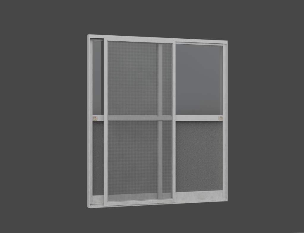 ローポリ_古い引き違いテラス窓