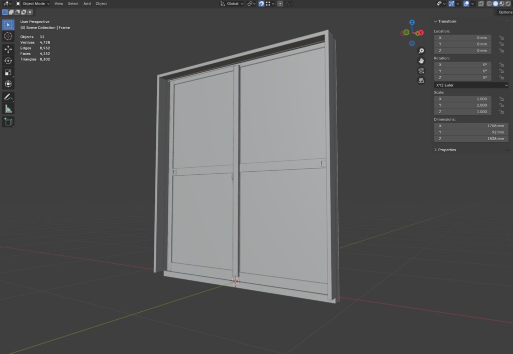ローポリ_古い引き違いテラス窓