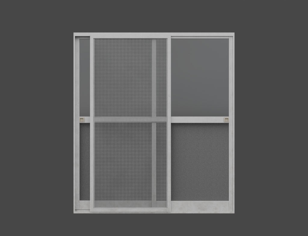 ローポリ_古い引き違いテラス窓