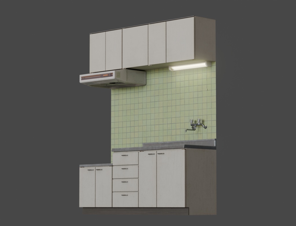 ローポリ_古いシステムキッチン