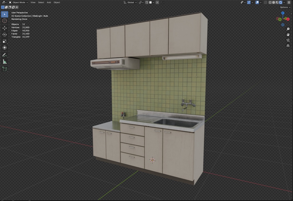 ローポリ_古いシステムキッチン