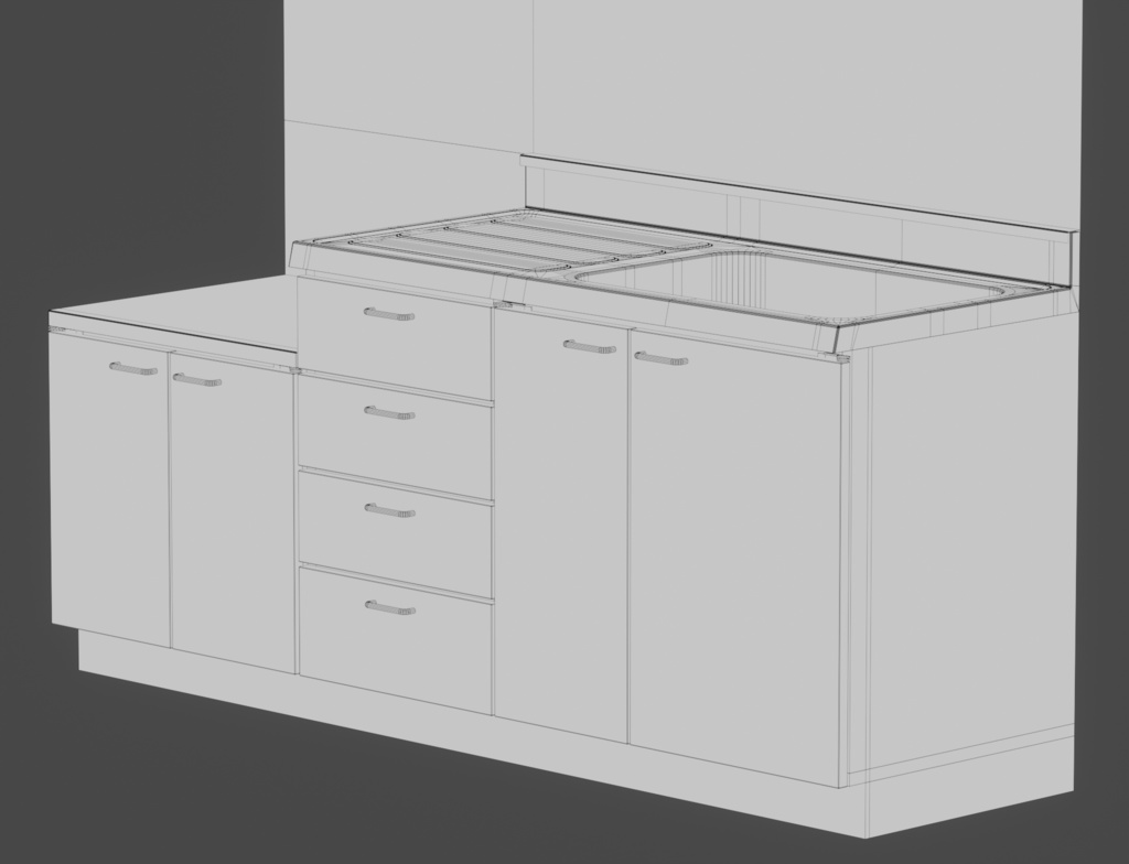 ローポリ_古いシステムキッチン