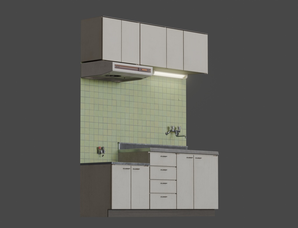 ローポリ_古いシステムキッチン