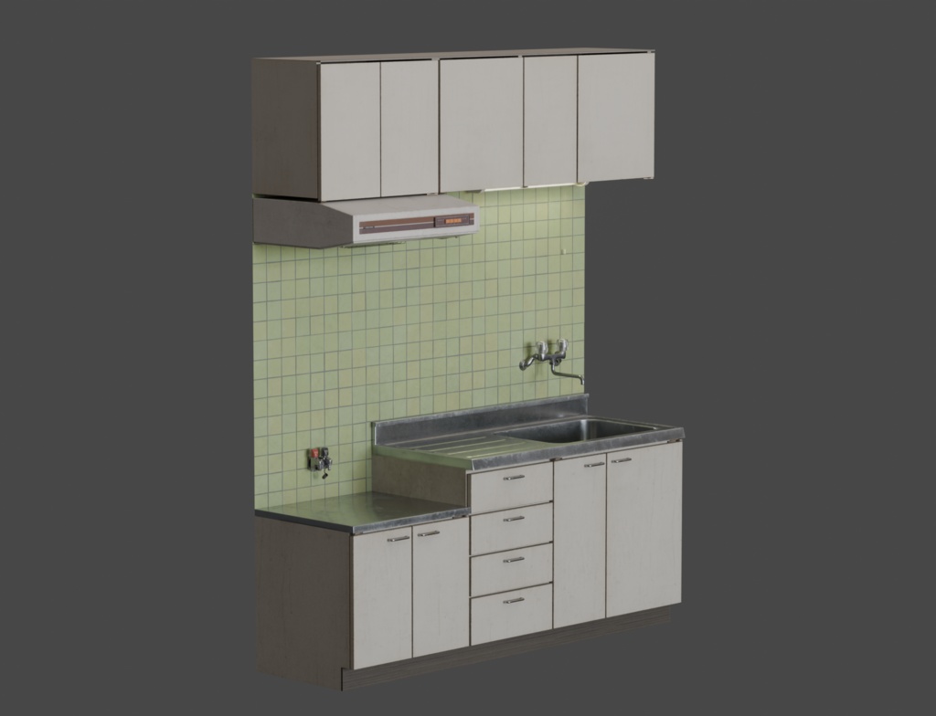 ローポリ_古いシステムキッチン