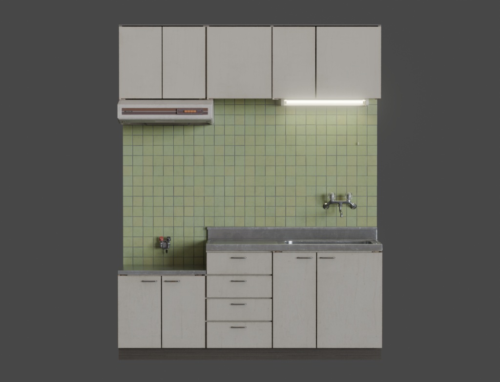 ローポリ_古いシステムキッチン