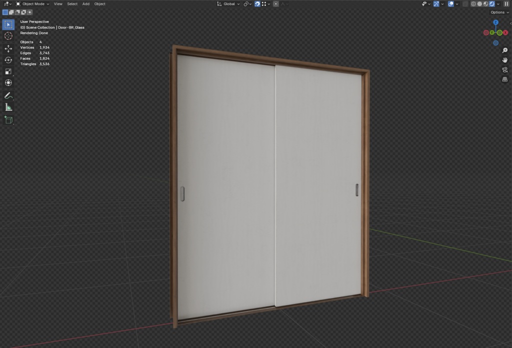 ローポリ_古い日本の室内戸