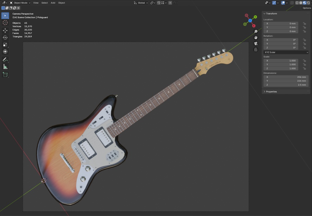 ローポリ_エレキギター JGタイプ