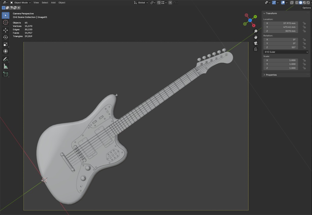 ローポリ_エレキギター JGタイプ