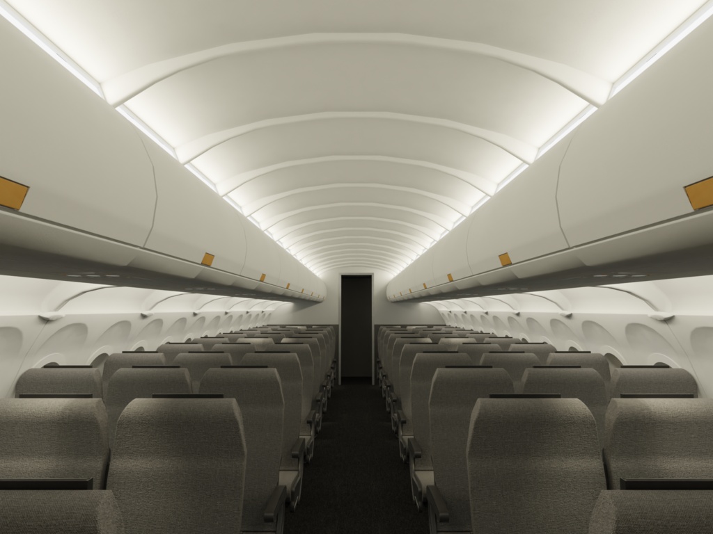 ローポリ_旅客機の客室内装