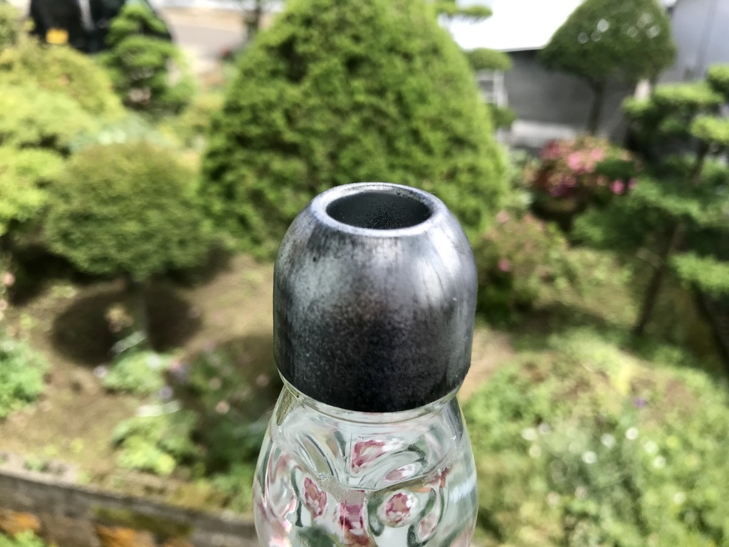 ラムネ天気管(銀蓋・桃色蜻蛉玉)