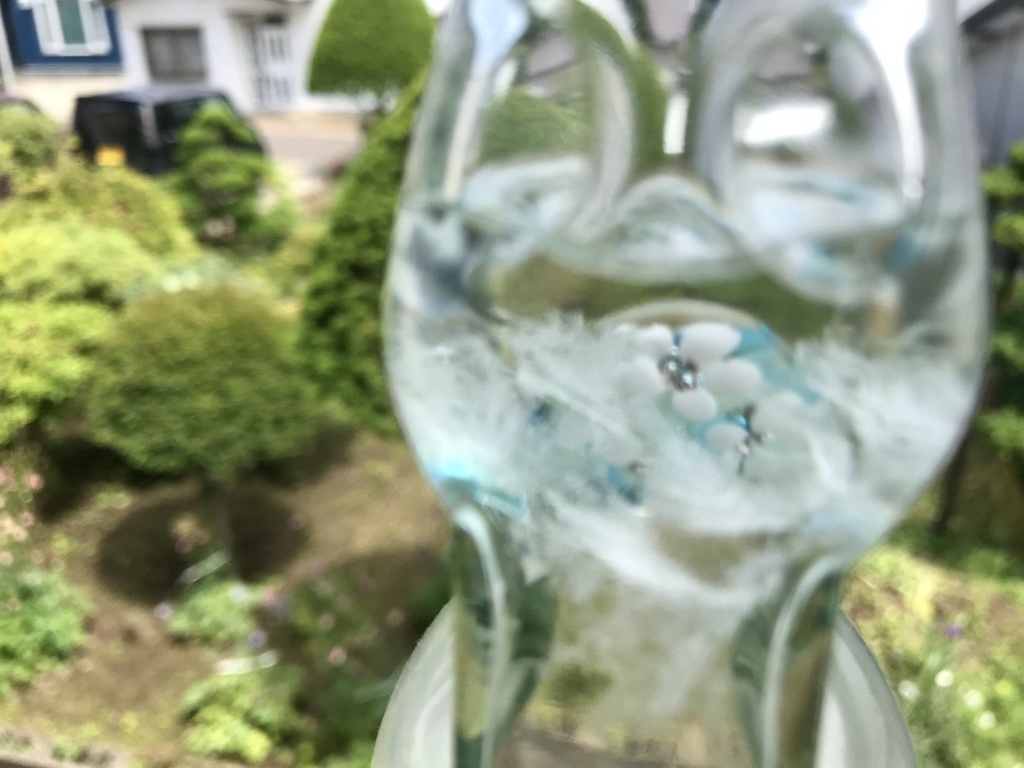 ラムネ天気管(金蓋・空色蜻蛉玉)