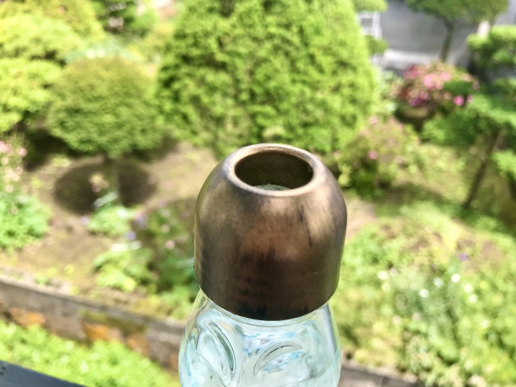 ラムネ天気管(金蓋・空色蜻蛉玉)